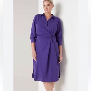 J Jill Wearever Twist Front Dress Purple long sleeve shirt dress size 2x